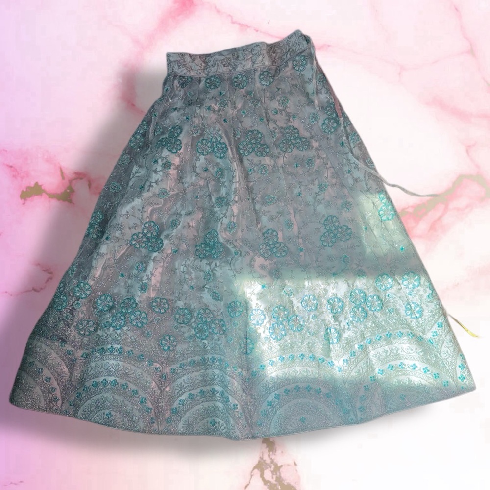 Elegant Floral Patterned Skirt - Blue